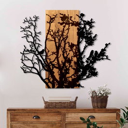 Wallity About Dry Grasses - Escultura de pared en Nogal y Negro